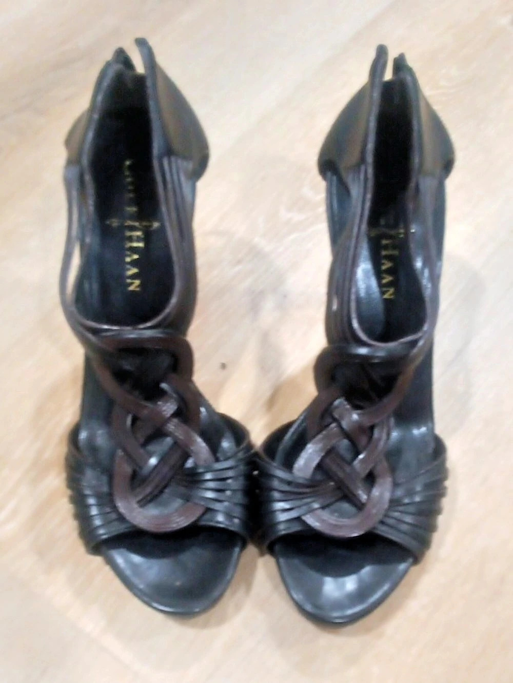 Flash Sale Dark Brown Open Toe Heels US 5.5